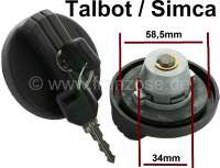 Peugeot - Simca/Matra, fuel filler cap suitable for: Matra Bagheera, Muren, Rancho + Talbot 1100, Si