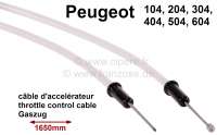 Peugeot - Throttle control cable. Suitable for Peugeot 104, 204, 304, 404, 504, 604 (all engines). L