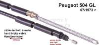 Peugeot - handbrake cable Peugeot 504 GL, rear right side, >07/73, 2295/1320mm
