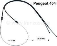 Peugeot - P 404, hand brake cable rear. Suitable for Peugeot 404. Length totally: 3940mm. Or. No. 48