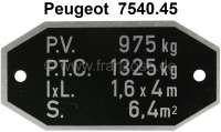peugeot p 204 load weight label identification plate P77754 - Image 1