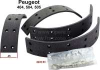 Peugeot - P 404/504/505, brake shoe linings to rivet. Wide one: 45mm. Linings: 2x 267x44x5mm + 2x 21