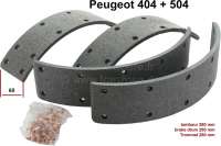 Peugeot - Brake shoe linings rear for Peugeot 404, 504, to rivet on, width: 60mm, drum: 280mm, incl.