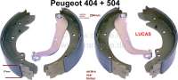 Peugeot - brake shoe set rear Peugeot 404,504, system Lucas, width 57mm, diameter 254mm