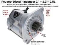 Peugeot - High performance starter motor. Suitable for Peugeot Diesel 2.1 + 2.3 + 2.5L. Peugeot engi