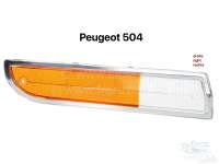Peugeot - Indicator lens front right side Peugeot 504, >07/79, white-orange, chrome-plated frame.