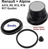 Renault - R5/R12/R16/R17/Alpine A310, Sealing set brake caliper in front, for Renault R5 starting fr