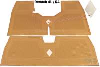 Renault - R4, rubber mats front + rear. High quality, with emblem. Colour: beige