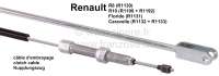 Renault - Clutch cable. Suitable for Renault R8 (R1130) + R10 (R1190 + R1192). Renault Floride (R113