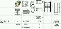 Peugeot - Alpine A110, piston + liner (4 item). Suitable for Alpine A110. Engine capacity: 1596cc. B