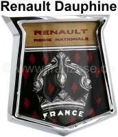 Renault - Dauphine, front emblem. Suitable for Renault Dauphine. High-quality reproduction with meta