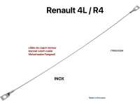 Citroen-2CV - R4, bonnet catch cable (bonnet stop when opened). Suitable for Renault R4. Completely made