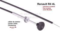 Renault - Choke cable Renault R4, first models. 560mm lengthens. Or. No. 0854583400