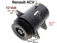 Renault - 4CV, DC alternator (10mm V-belt width). Suitable for Renault 4CV. New part! 50A, 12 Volt. 