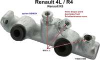 Renault - R4/R5, master brake cylinder, dual circuit brake system. Brake system: Bendix (disc brake 