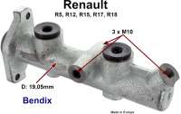 Renault - R5/R12/R15/R17/R18, master brake cylinder. Brake system: Bendix. Piston diameter: 19,05mm.