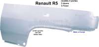 Renault - R5, side wall sheet metal (fender) at the rear left. Suitable for Renault R5 (3 doors). Le