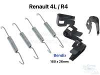 Alle - Brake shoes mounting set (rear). Brake system: Bendix. Suitable for Renault R4. For drum d