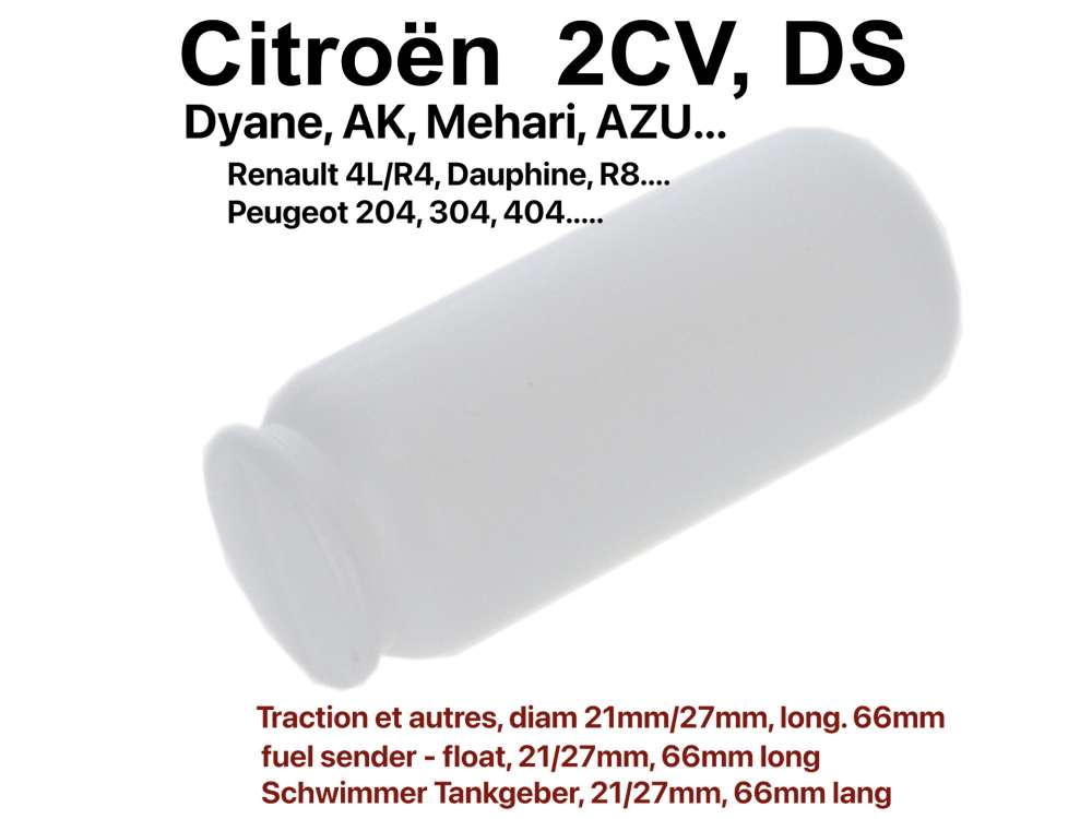 Alle - jauge d'essence, Citroën 2cv, flotteur de jauge d'essence, pour 2CV, DS, Traction et autr