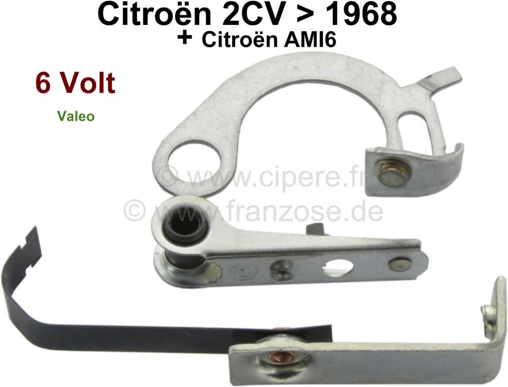 Citroen-2CV - rupteur, 2CV 16 ch.DIN et plus anciennes, AMI 6 en 6 volts jusque 1968. Made in France.