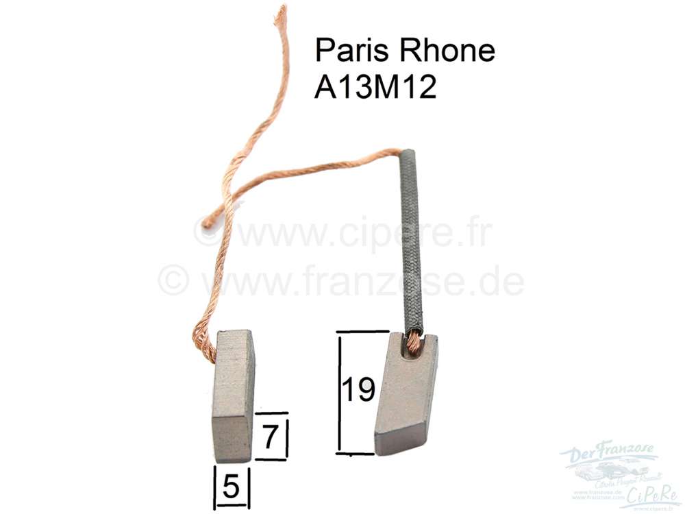 Citroen-2CV - charbons pour alternateur 12 volts, Paris-Rhône A13M12, Citroën, Peugeot, Renault, 2CV, 