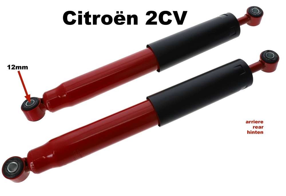 Sonstige-Citroen - amortisseur arrière (paire), Citroen 2CV + Dyane, axe de 12mm, refabrication. Prix pour u