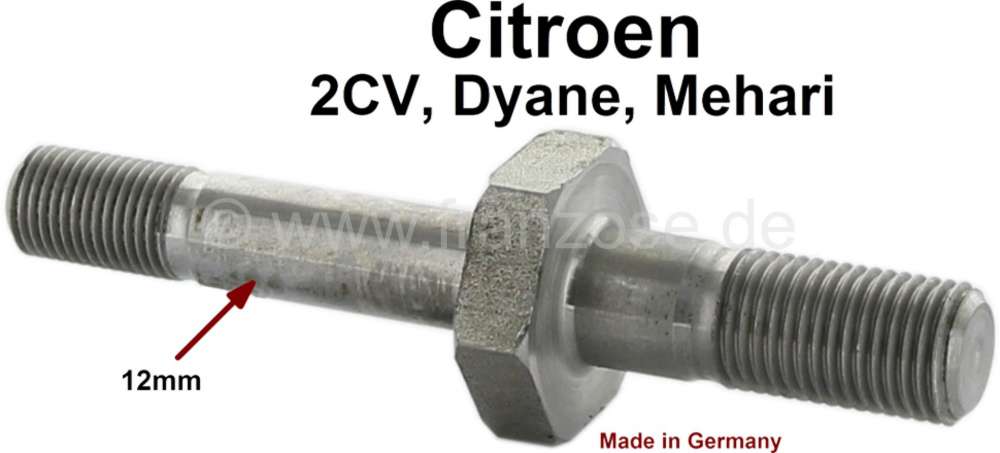 Citroen-2CV - axe d'amortisseur, Citroën 2CV, diamètre 12mm, pour clé de 27, refabrication de qualit
