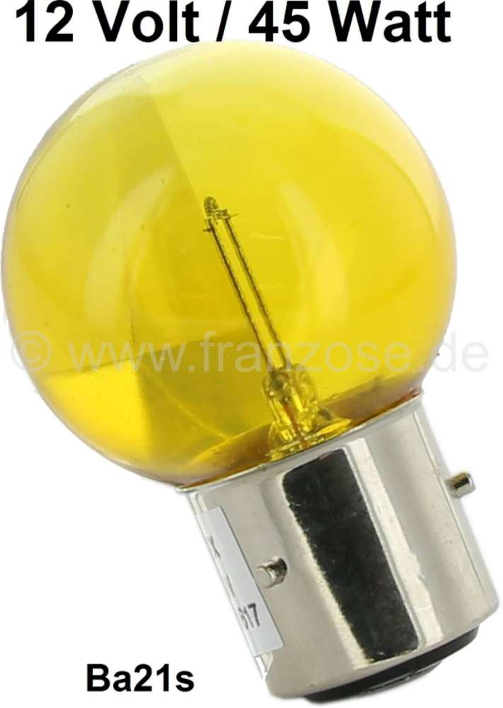 Citroen-2CV - ampoule 12volts, culot à baïonnette 3 ergots, 45 Watt, couleur jaune