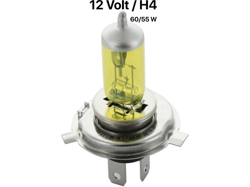 Renault - Ampoule 12 Volt, H4, 55/60 Watt, en jaune! Cette lampe H4 est entièrement colorée en jau