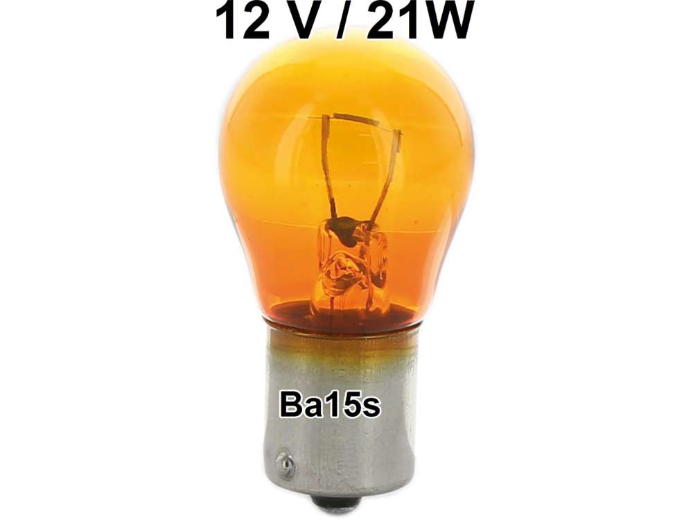 Alle - ampoule 12volts, culot Ba15s, 21 Watt, couleur orange pour clignotants à cabochon blanc (