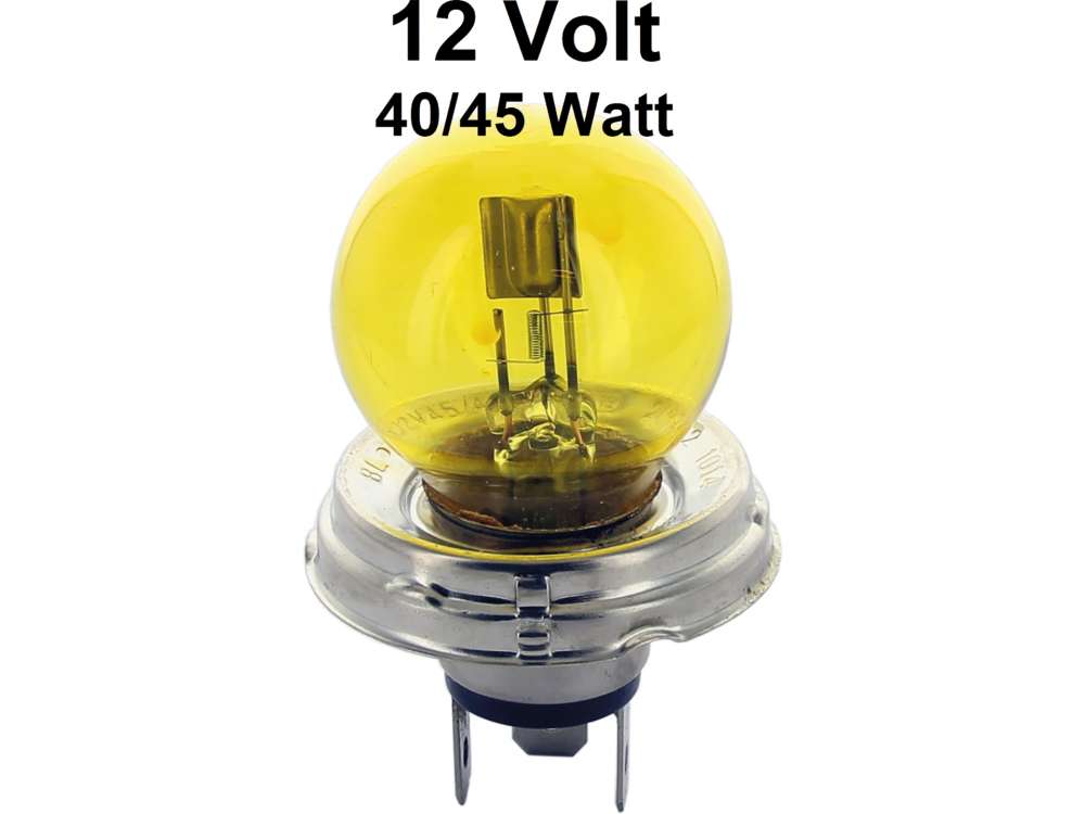 Alle - ampoule 12volts, type Code Européen culot P45T (modèle R2), 45/40 Watt, couleur jaune