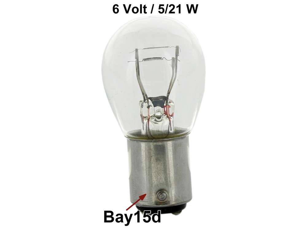 Citroen-DS-11CV-HY - ampoule 6volts, culot Bay15d, 21/5 Watt