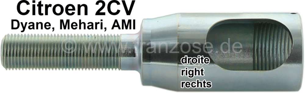Citroen-2CV - embout de barre de direction droite (boîtier nu), 2CV, pas de vis à gauche M14x125, n° 