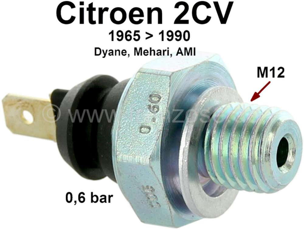 Alle - manocontact de pression d'huile, Citroën 2CV après 1965, pression d'ouverture 0,50 - 0,6