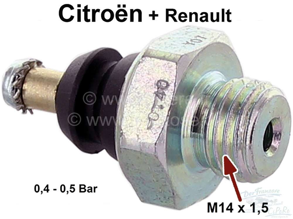 Citroen-2CV - manocontact, sonde de pression d'huile, Citroën DS et ID jusque 1965, moteurs 3 paliers, 