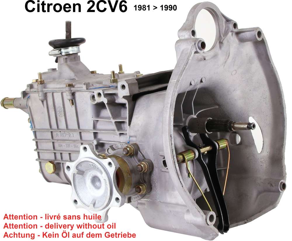 Citroen-2CV - boîte de vitesse, Citroën 2CV6 pour freins à disques à l'avant, éch.std. - consigne 2