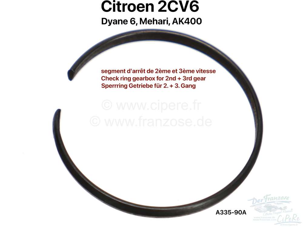 Citroen-2CV - segment d'arrêt de 2ème et 3ème vitesse 2CV6, diamètre 29,5, l'unité, refabrication, 