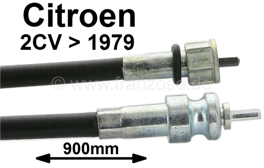 Citroen-2CV - câble de compteur, Citroën 2CV/Dyane avant 1979, C32-C35, longueur 900mm. Made in France