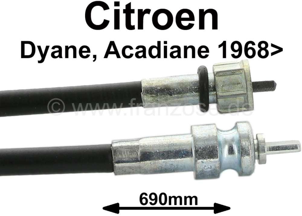 Citroen-2CV - câble de compteur, Citroën Dyane, Acadiane après 1968, longueur 690mm