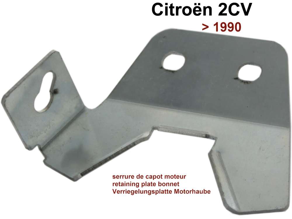 Citroen-DS-11CV-HY - serrure de capot moteur, Citroën 2CV dernier modèle, gâche de serrure vissée sous le c