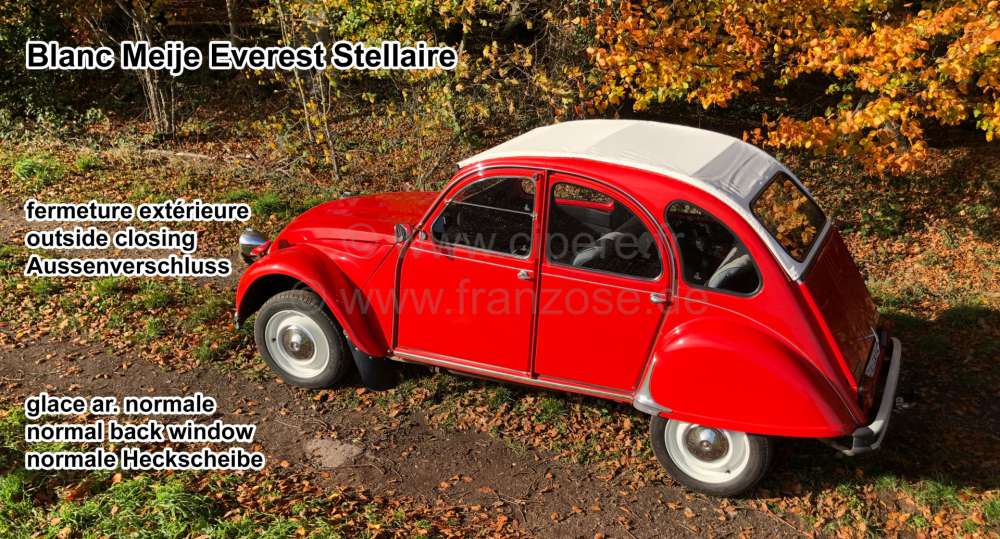 Alle - capote, Citroën 2CV, fermeture extérieure, blanche (blanc Meije Everest Stellaire) Made 