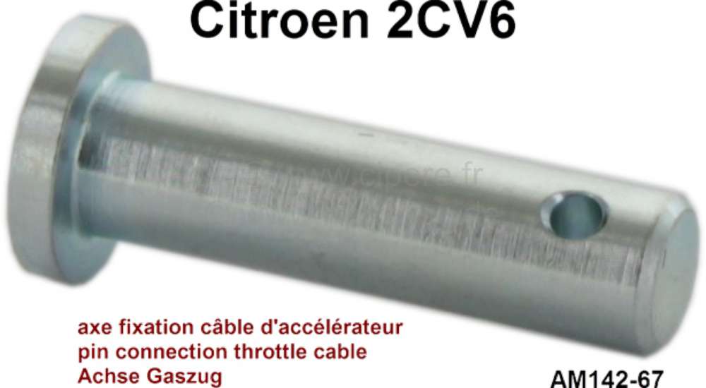 Citroen-2CV - axe de fixation, Citroën 2cv6, fixation du câble d'accélérateur au carburateur Solex d