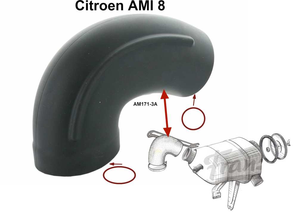 Sonstige-Citroen - durite du filtre à air au carburateur, Citroën AMI8, n° d'origine AM171-3A