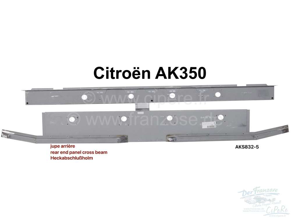 Citroen-2CV - jupe arrière, Citroën AK350, traverse complète, n° d'origine AKS832-5