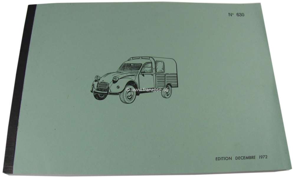 Citroen-2CV - catalogue de pièces détachées 2CV fourgonnette, n° 630, modèle 1971 à 1975 (AZU + AK