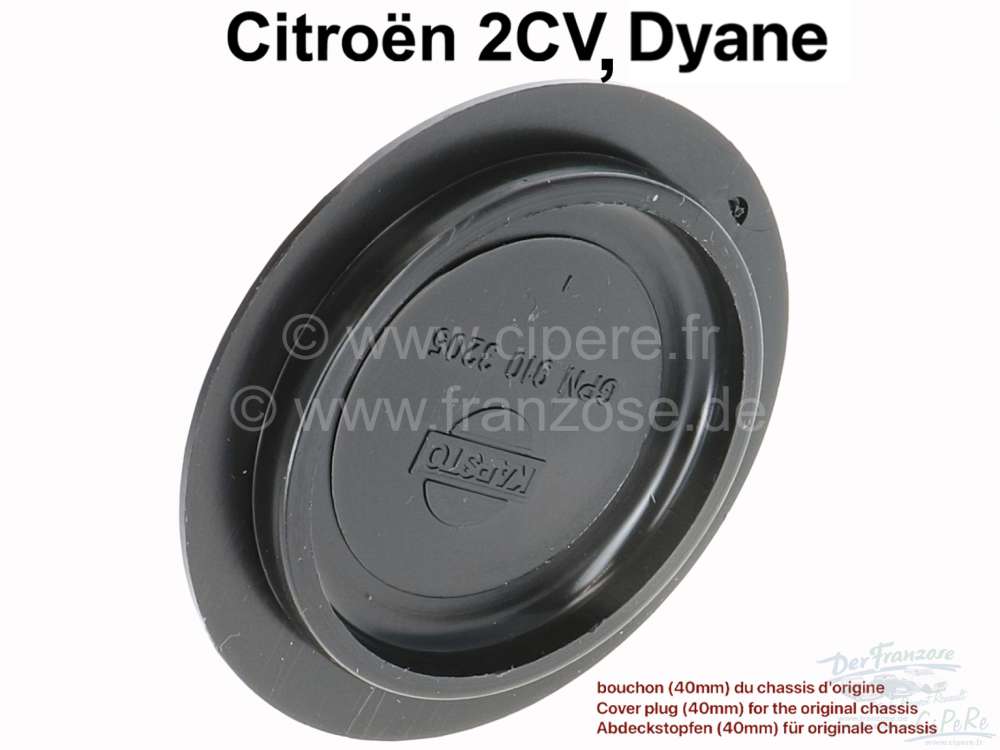Citroen-2CV - bouchon obturateur du chassis, Citroën 2CV, Dyane, pour fermeture des trous de diamètre 