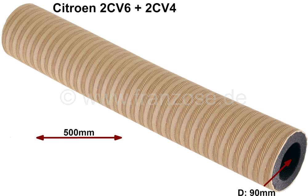 Citroen-2CV - manchon gaine de chauffage intérieur mousse, 2CV, refabrication en aluminium couvert, lon