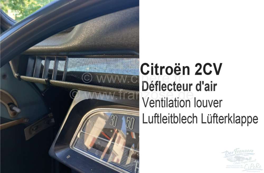 Alle - volet d'aération, Citroën 2CV, déflecteur pour diriger l'arrivée d'air vers le conduct