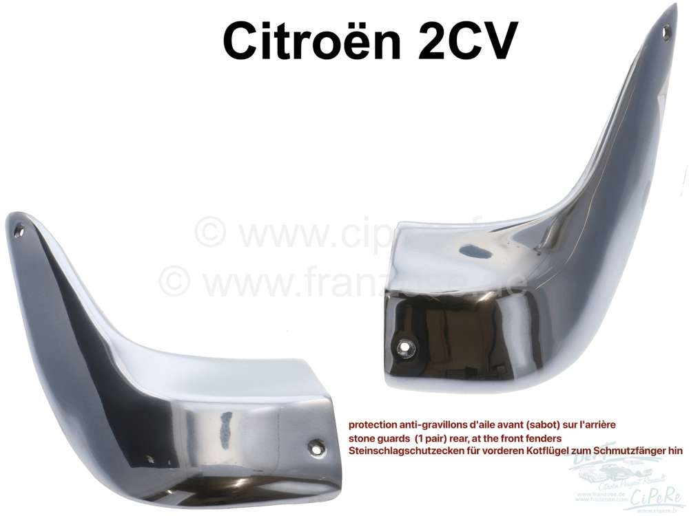 Citroen-DS-11CV-HY - protection anti-gravillons d'aile avant (sabot) sur l'arrière, fonte d'aluminium poli, Ci
