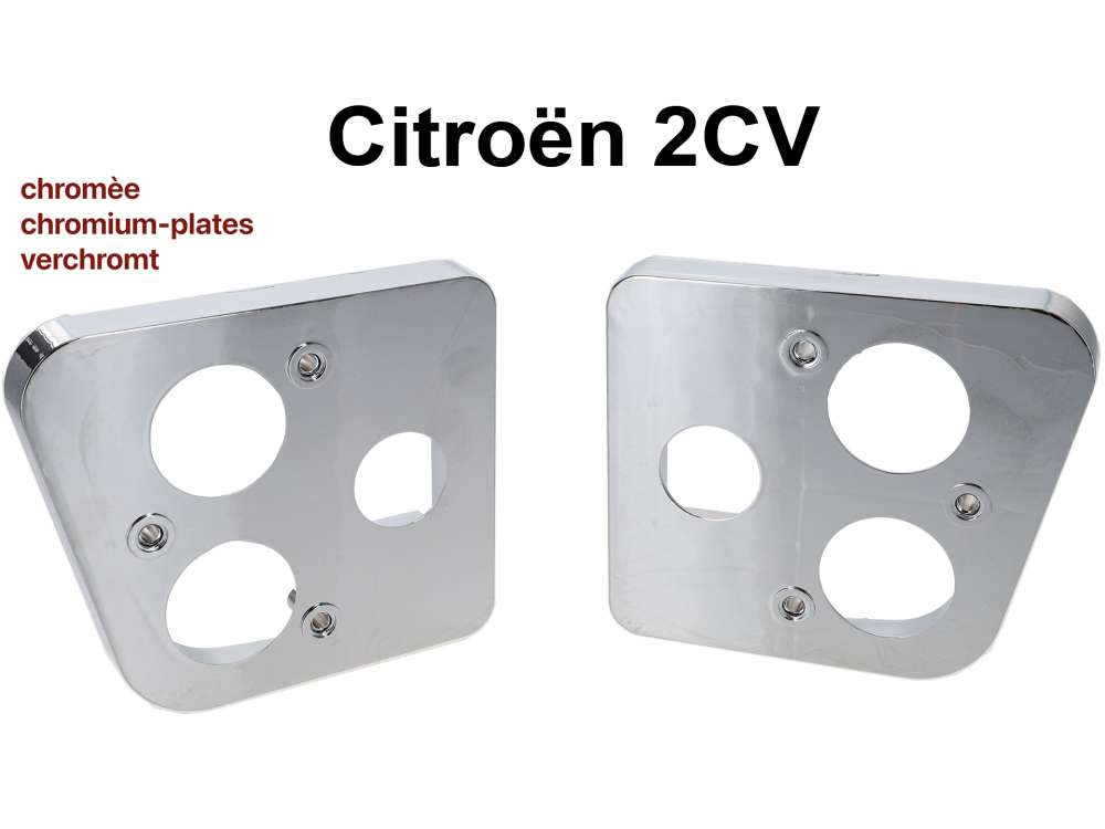 Citroen-2CV - rehausse de feu arrière, Citroën 2CV, en plastique chromé, la paire. Pour déposer le f